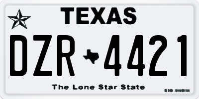 TX license plate DZR4421