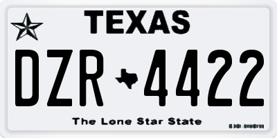 TX license plate DZR4422