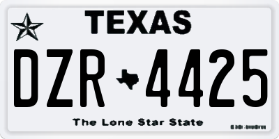 TX license plate DZR4425