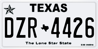TX license plate DZR4426