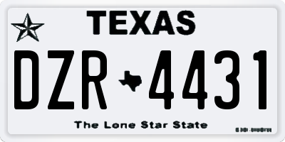 TX license plate DZR4431