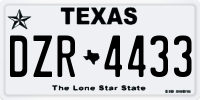 TX license plate DZR4433