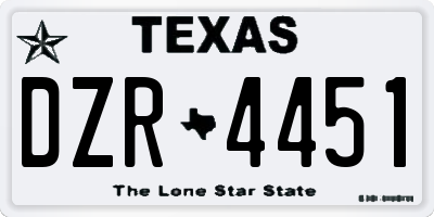 TX license plate DZR4451