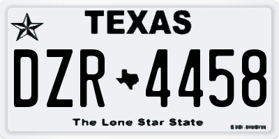 TX license plate DZR4458