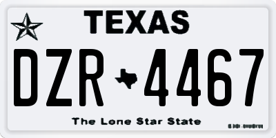 TX license plate DZR4467