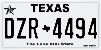 TX license plate DZR4494