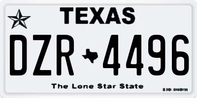 TX license plate DZR4496