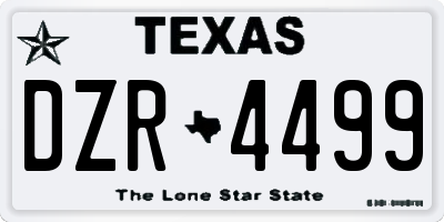 TX license plate DZR4499