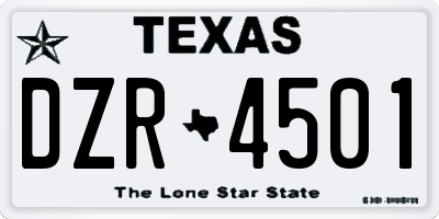 TX license plate DZR4501