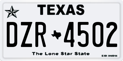 TX license plate DZR4502