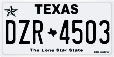 TX license plate DZR4503