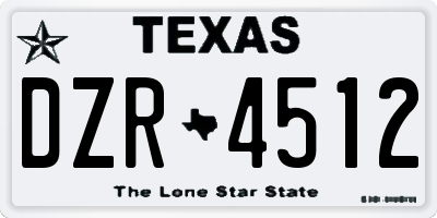 TX license plate DZR4512