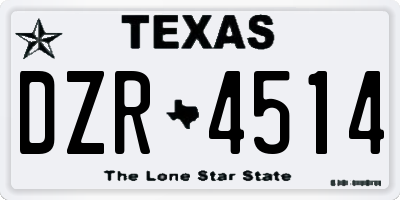 TX license plate DZR4514