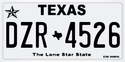 TX license plate DZR4526