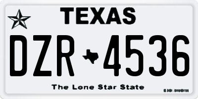TX license plate DZR4536