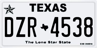 TX license plate DZR4538
