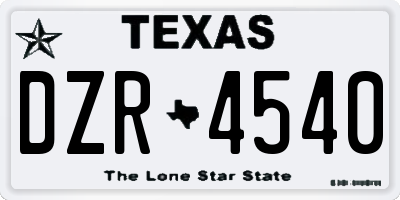 TX license plate DZR4540