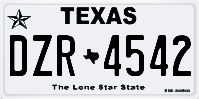 TX license plate DZR4542