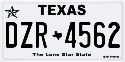 TX license plate DZR4562