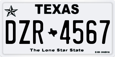 TX license plate DZR4567