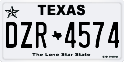 TX license plate DZR4574