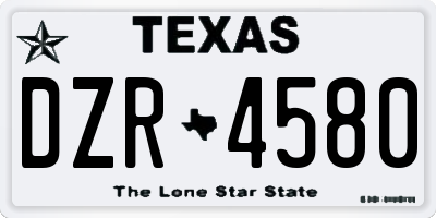 TX license plate DZR4580