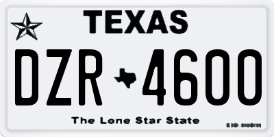 TX license plate DZR4600