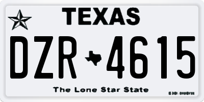 TX license plate DZR4615
