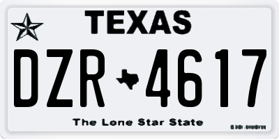 TX license plate DZR4617