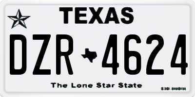 TX license plate DZR4624