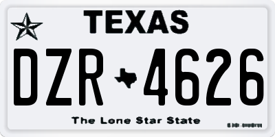 TX license plate DZR4626