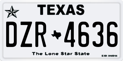 TX license plate DZR4636