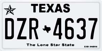 TX license plate DZR4637
