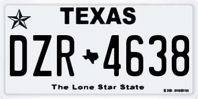 TX license plate DZR4638