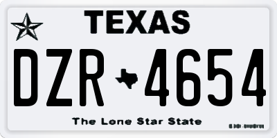 TX license plate DZR4654