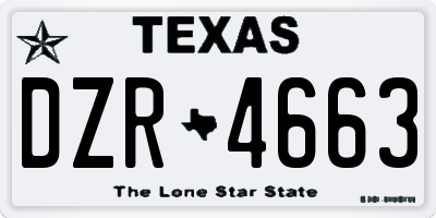 TX license plate DZR4663