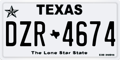 TX license plate DZR4674