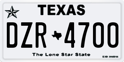 TX license plate DZR4700