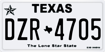 TX license plate DZR4705