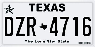 TX license plate DZR4716