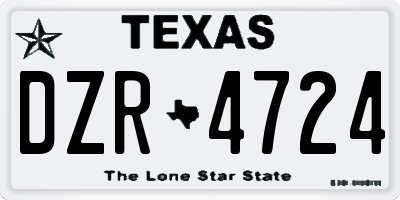 TX license plate DZR4724
