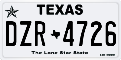 TX license plate DZR4726