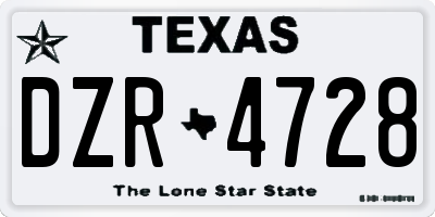 TX license plate DZR4728