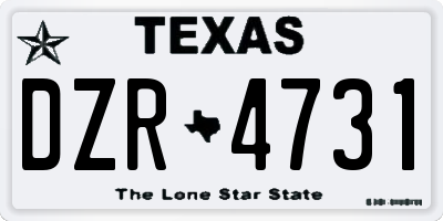 TX license plate DZR4731