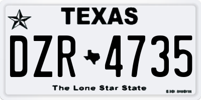TX license plate DZR4735