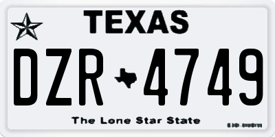 TX license plate DZR4749
