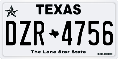 TX license plate DZR4756
