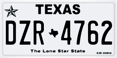 TX license plate DZR4762