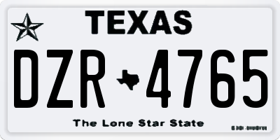 TX license plate DZR4765