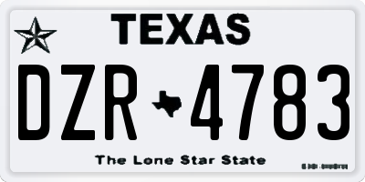 TX license plate DZR4783